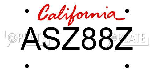 ASZ88Z California License Plate