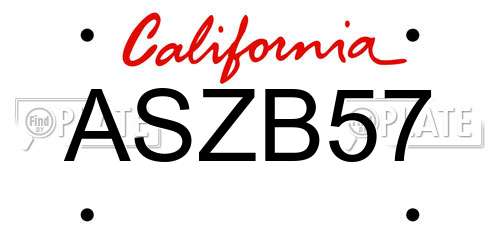 ASZB57 California License Plate