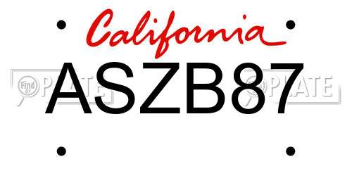 ASZB87 California License Plate