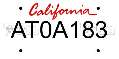 AT0A183 California License Plate