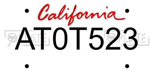 AT0T523 California License Plate