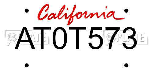 AT0T573 California License Plate