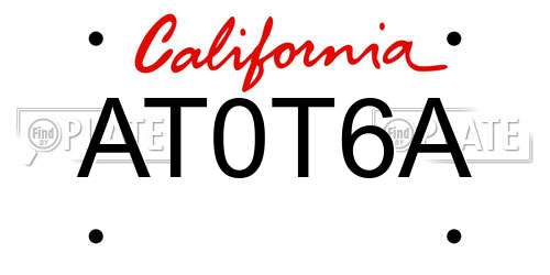 AT0T6A California License Plate