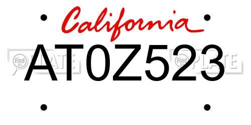 AT0Z523 California License Plate