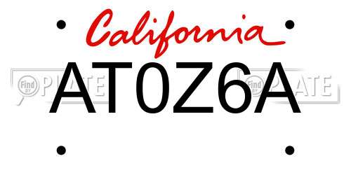 AT0Z6A California License Plate