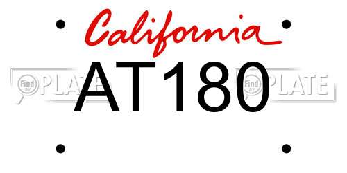 AT180 California License Plate