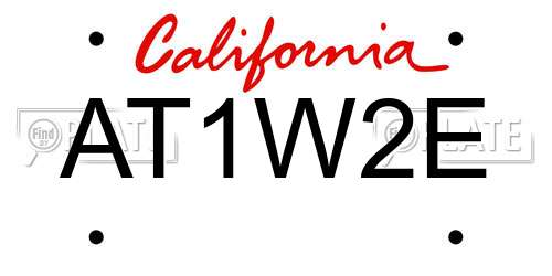AT1W2E California License Plate