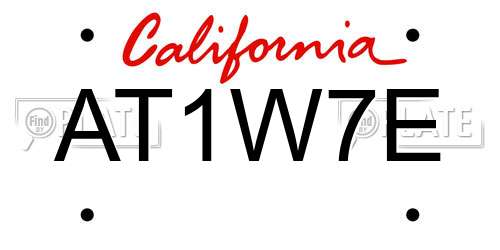 AT1W7E California License Plate