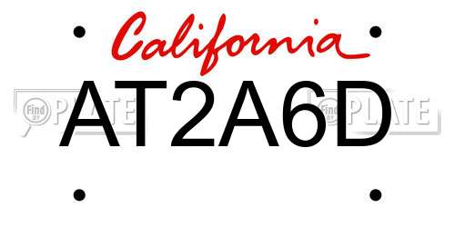 AT2A6D California License Plate