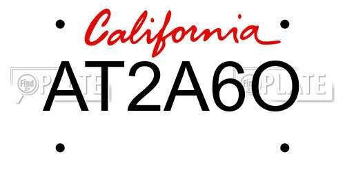 AT2A6O California License Plate