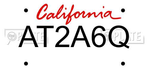 AT2A6Q California License Plate