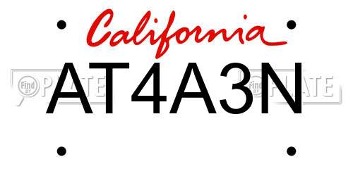 AT4A3N California License Plate
