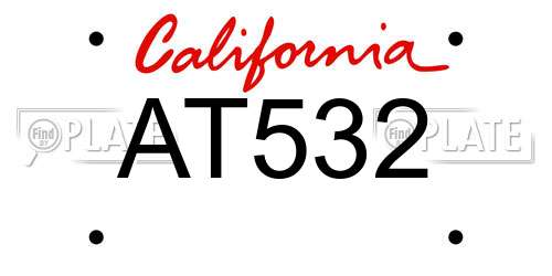 AT532 California License Plate