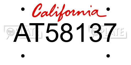AT58137 California License Plate