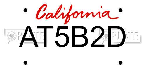 AT5B2D California License Plate