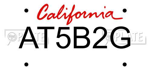 AT5B2G California License Plate