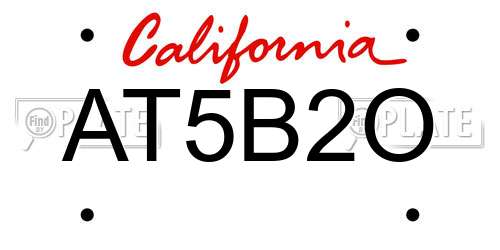 AT5B2O California License Plate