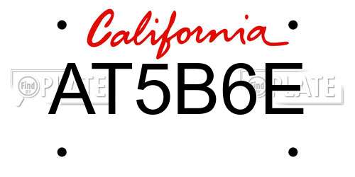 AT5B6E California License Plate