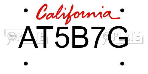 AT5B7G California License Plate