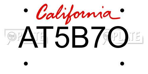 AT5B7O California License Plate