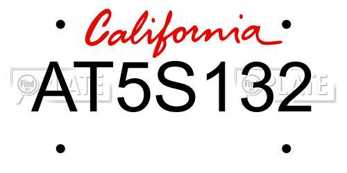 AT5S132 California License Plate