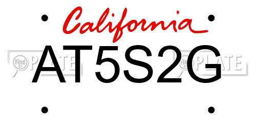AT5S2G California License Plate