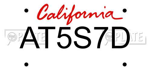 AT5S7D California License Plate
