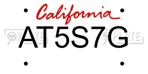 AT5S7G California License Plate