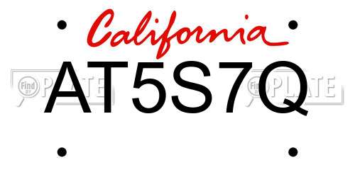 AT5S7Q California License Plate