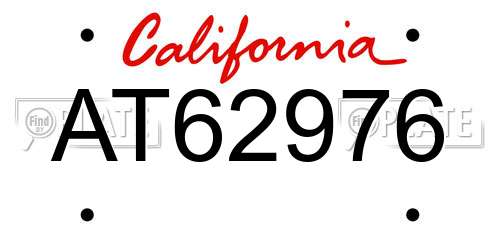 AT62976 California License Plate