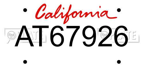 AT67926 California License Plate