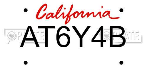 AT6Y4B California License Plate