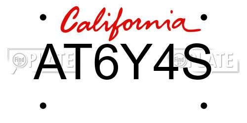 AT6Y4S California License Plate