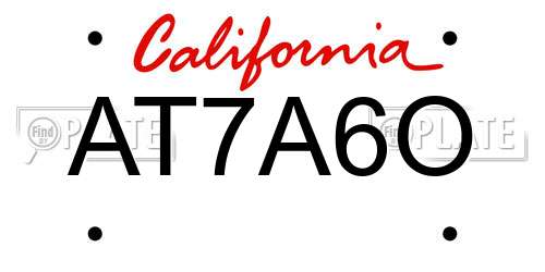 AT7A6O California License Plate