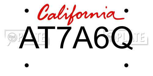 AT7A6Q California License Plate