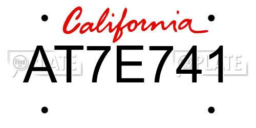 AT7E741 California License Plate