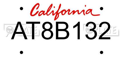 AT8B132 California License Plate
