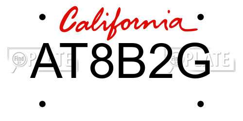 AT8B2G California License Plate