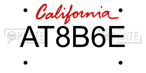 AT8B6E California License Plate