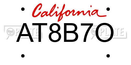 AT8B7O California License Plate