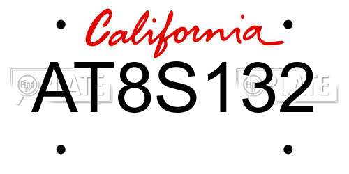 AT8S132 California License Plate