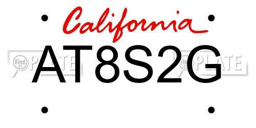 AT8S2G California License Plate