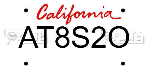 AT8S2O California License Plate