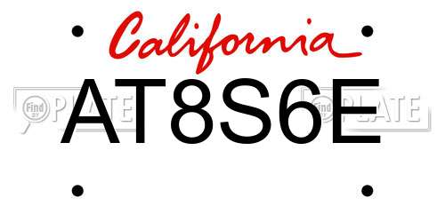 AT8S6E California License Plate