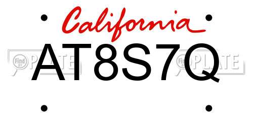 AT8S7Q California License Plate