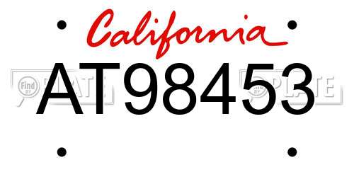 AT98453 California License Plate