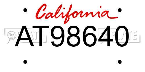 AT98640 California License Plate