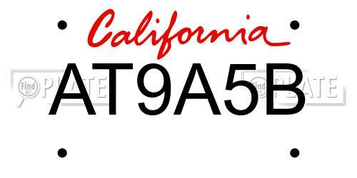 AT9A5B California License Plate