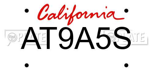 AT9A5S California License Plate