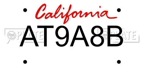 AT9A8B California License Plate